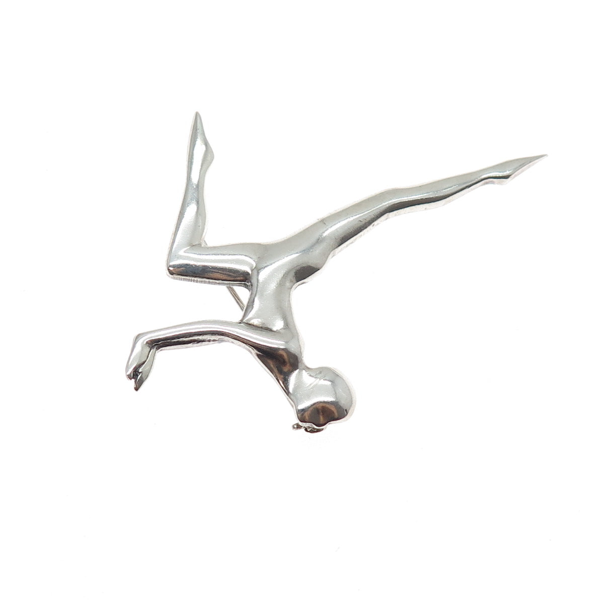 925 Sterling Silver Vintage Mexico Gymnastic Modernist Pin Brooch