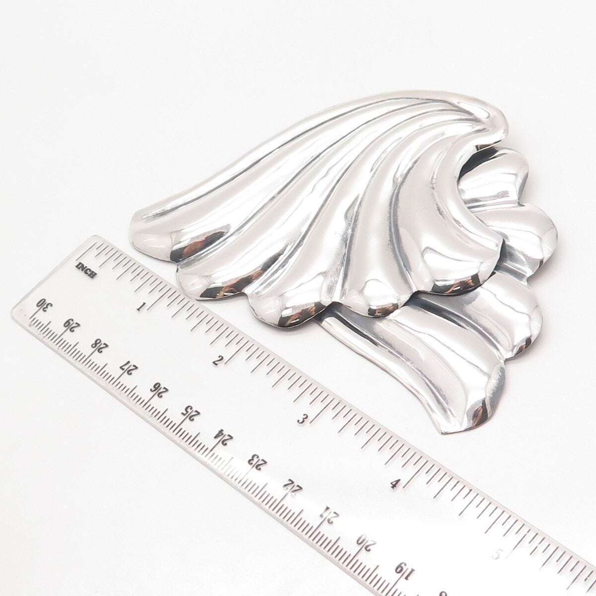 925 Sterling Silver Vintage Mexico Ribbed Pin Brooch