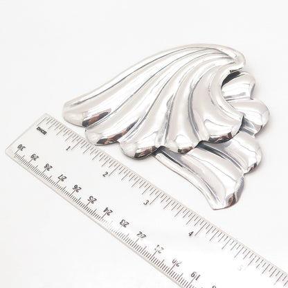 925 Sterling Silver Vintage Mexico Ribbed Pin Brooch