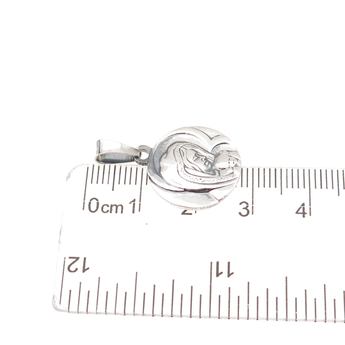 925 Sterling Silver Vintage Italy St. Mary & Jesus Religious Charm Pendant