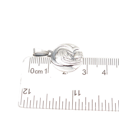 925 Sterling Silver Vintage Italy St. Mary & Jesus Religious Charm Pendant
