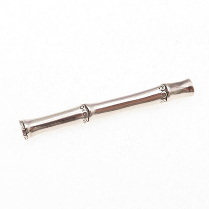 John Hardy 925 Sterling Silver Vintage Bamboo Bar Oxidized Pin Brooch