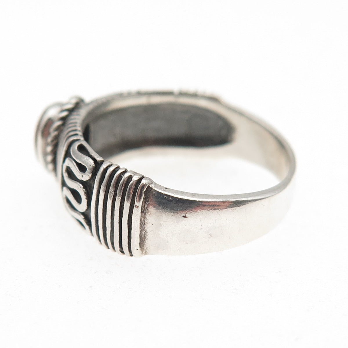 925 Sterling Silver Vintage Real Red Jasper Oxidized Ring Size 7