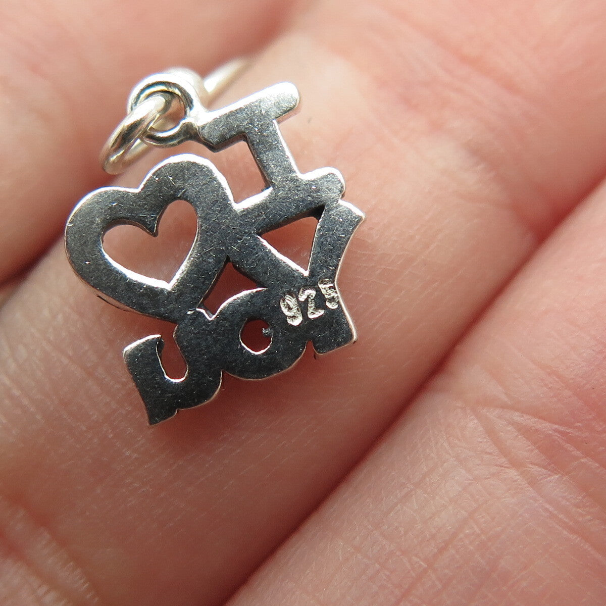 925 Sterling Silver Vintage "I Love You" Dangle Hook Earrings