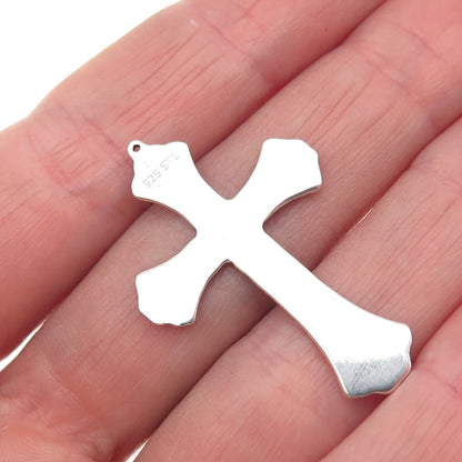 Chuck Clemency 925 Sterling Silver Vintage Cross Oxidized Charm Pendant