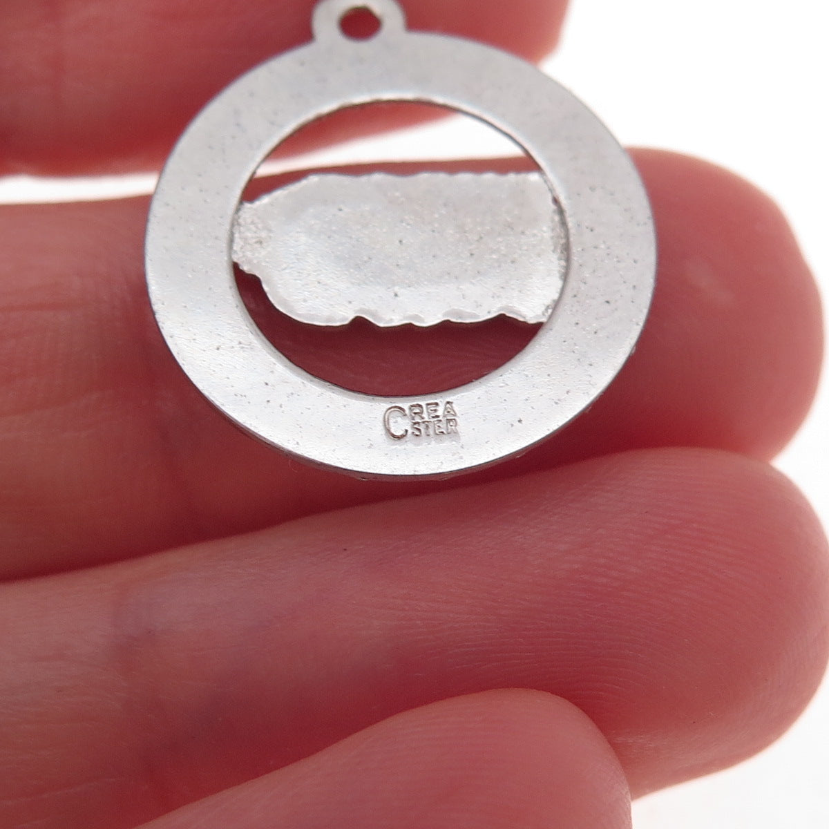 Crea 925 Sterling Silver Vintage Puerto Rico Map Oxidized Charm Pendant