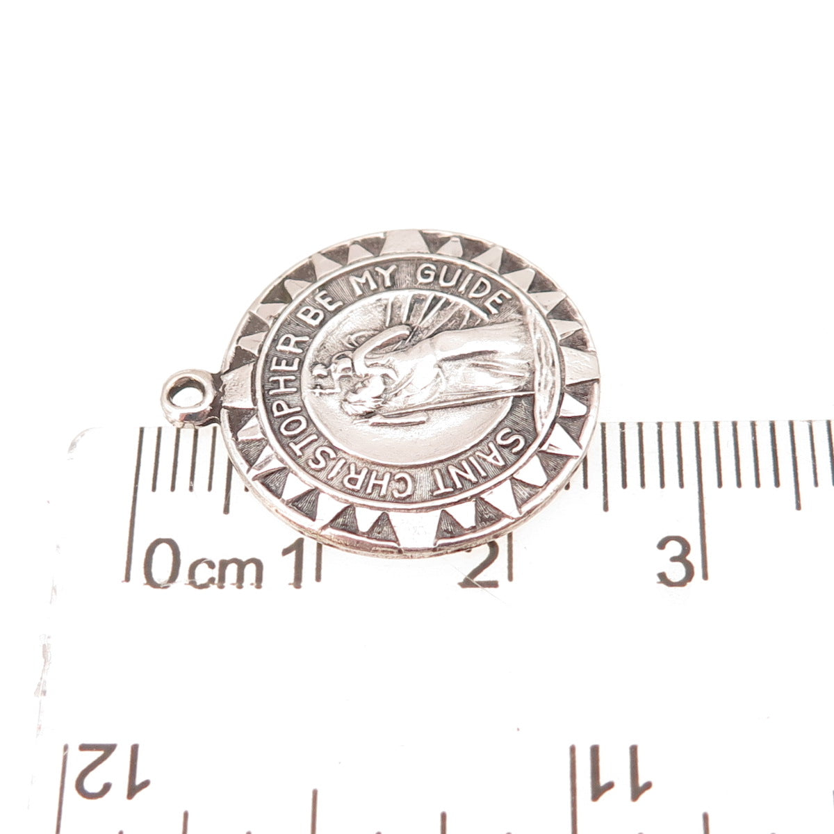 925 Sterling Silver Antique Art Deco Saint Christopher Medal Charm Pendant