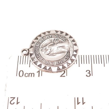 925 Sterling Silver Antique Art Deco Saint Christopher Medal Charm Pendant