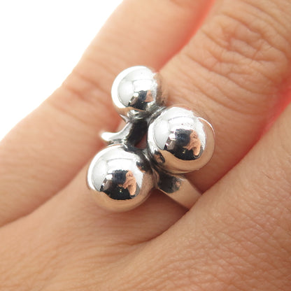 925 Sterling Silver Vintage Modernist Beaded Oxidized Ring Size 5.75