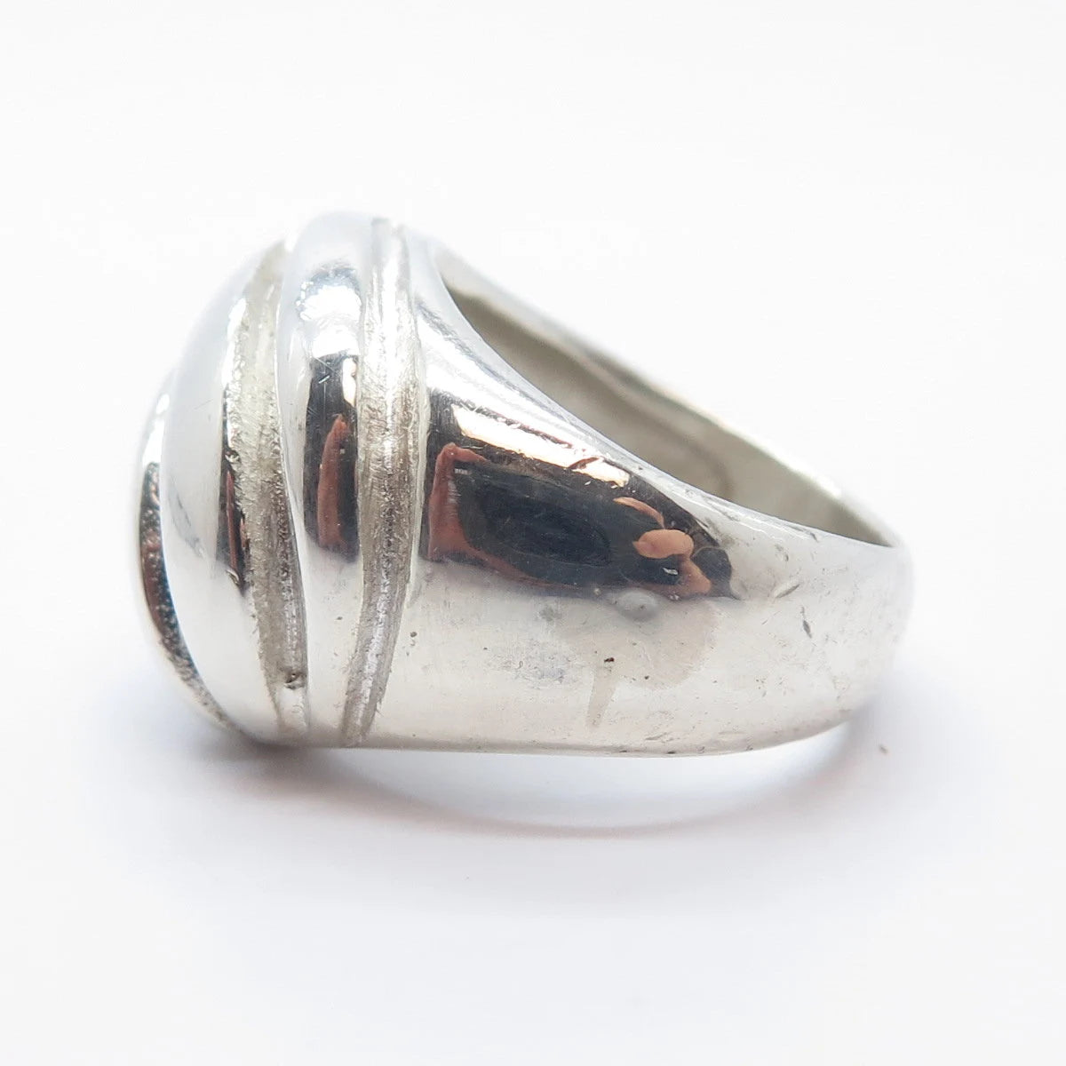 925 Sterling Silver Vintage Ribbed Domed Ring Size 6