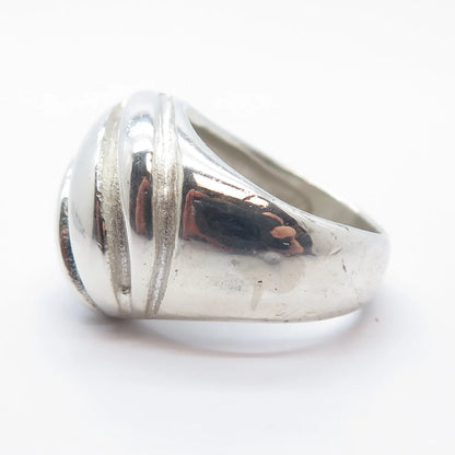 925 Sterling Silver Vintage Ribbed Domed Ring Size 6