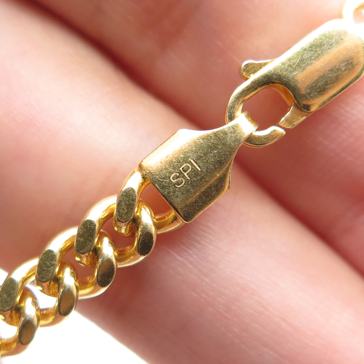 925 Sterling Silver Gold Plated Italy Cuban Link Bracelet 7.75"
