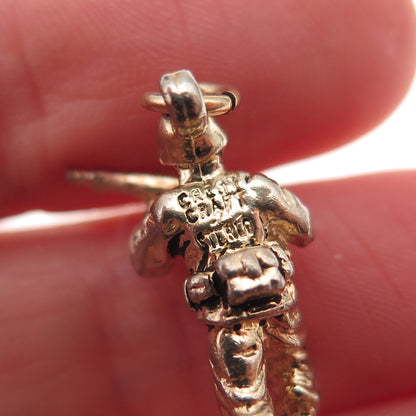 Crest Craft 925 Sterling Silver Gold Pated Vintage Soldier 3D Charm Pendant