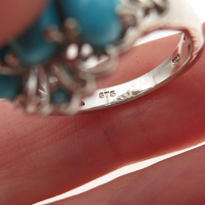 Chuck Clemency 925 Sterling Silver Real Turquoise & Apatite Ring Size 8