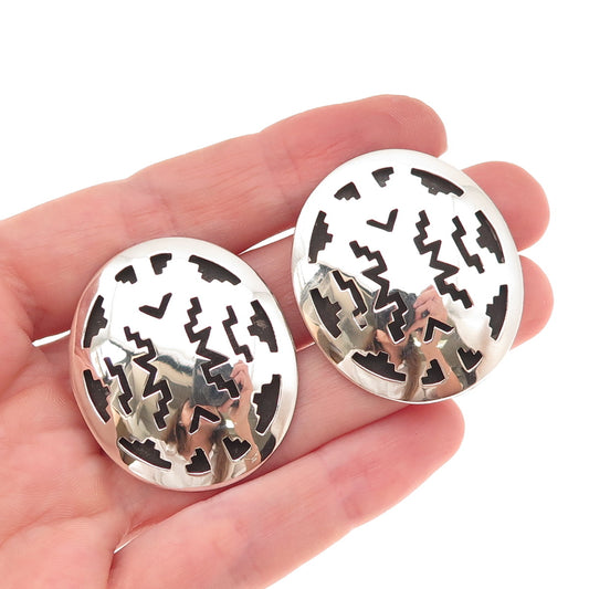 Herbert Taylor Navajo Old Pawn 925 Sterling Silver Vintage Shadow Box Earrings