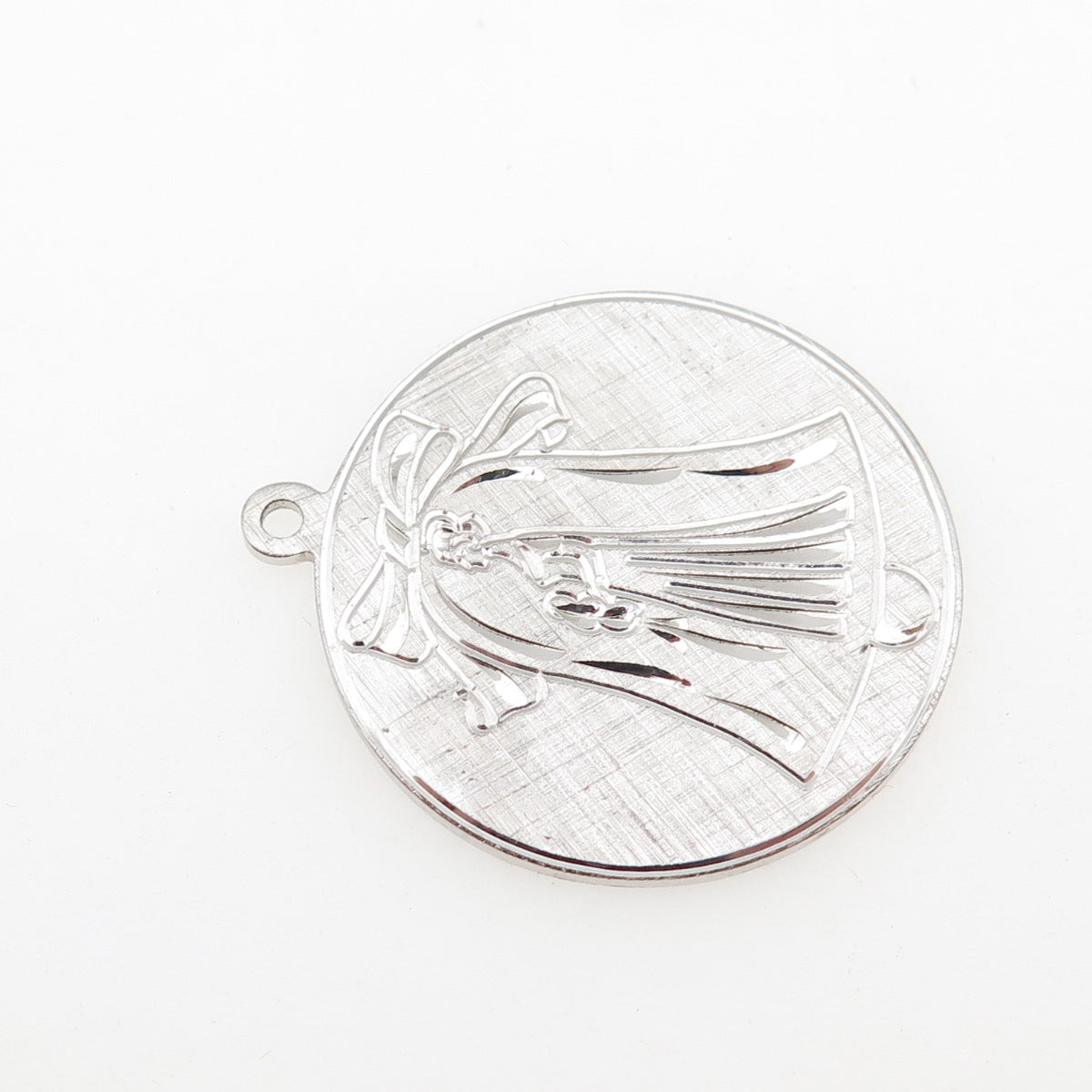 ANSON 925 Sterling Silver Vintage Engraved Bride Oxidized Charm Pendant