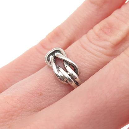 925 Sterling Silver Vintage Mariner Love Knot Oxidized Ring Size 5.25