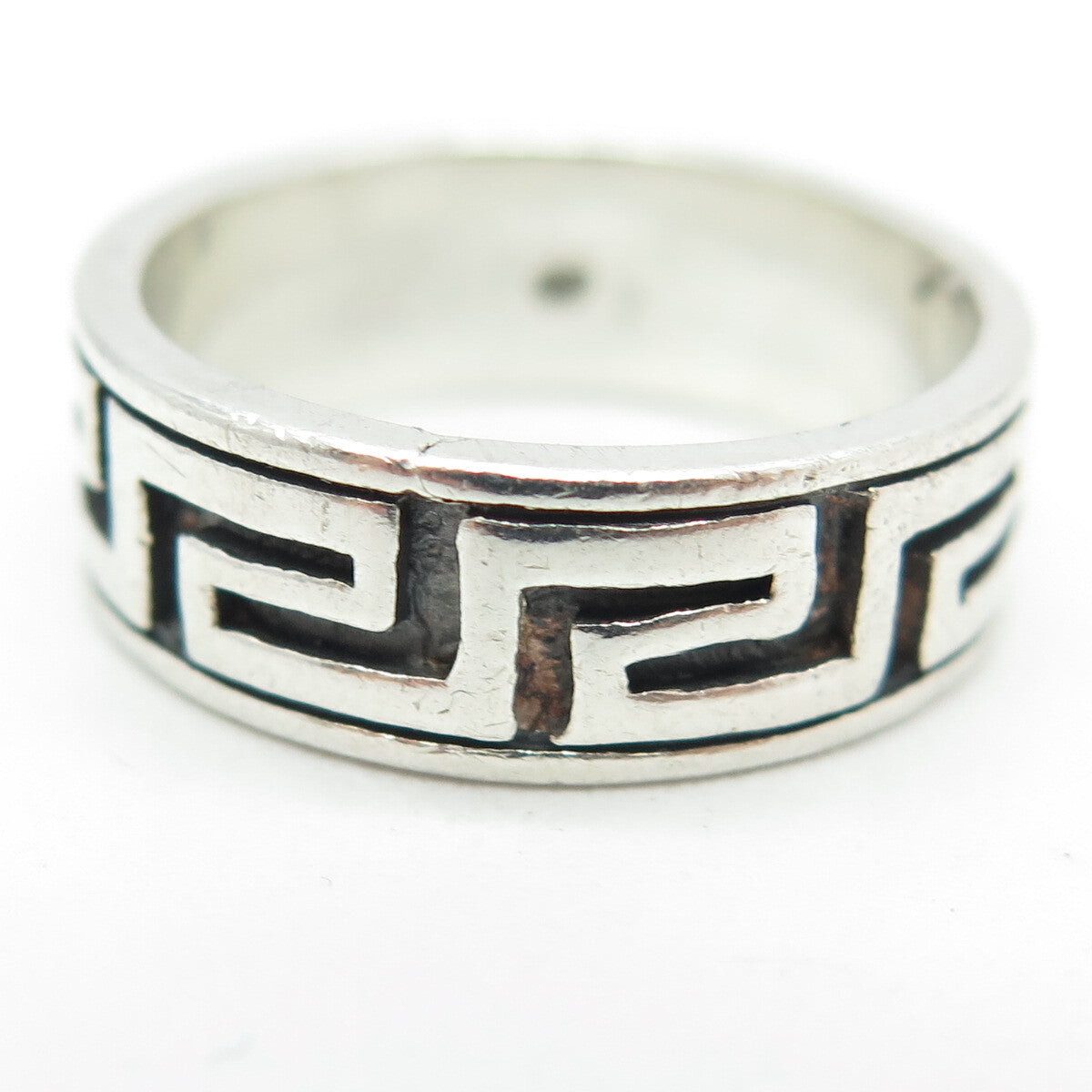925 Sterling Silver Vintage Greek Maze Band Ring Size 8
