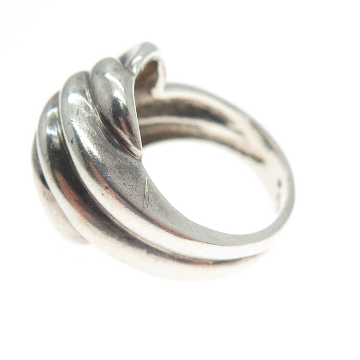 925 Sterling Silver Vintage Modernist Twisted Oxidized Ring Size 6.25