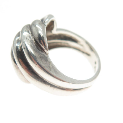 925 Sterling Silver Vintage Modernist Twisted Oxidized Ring Size 6.25