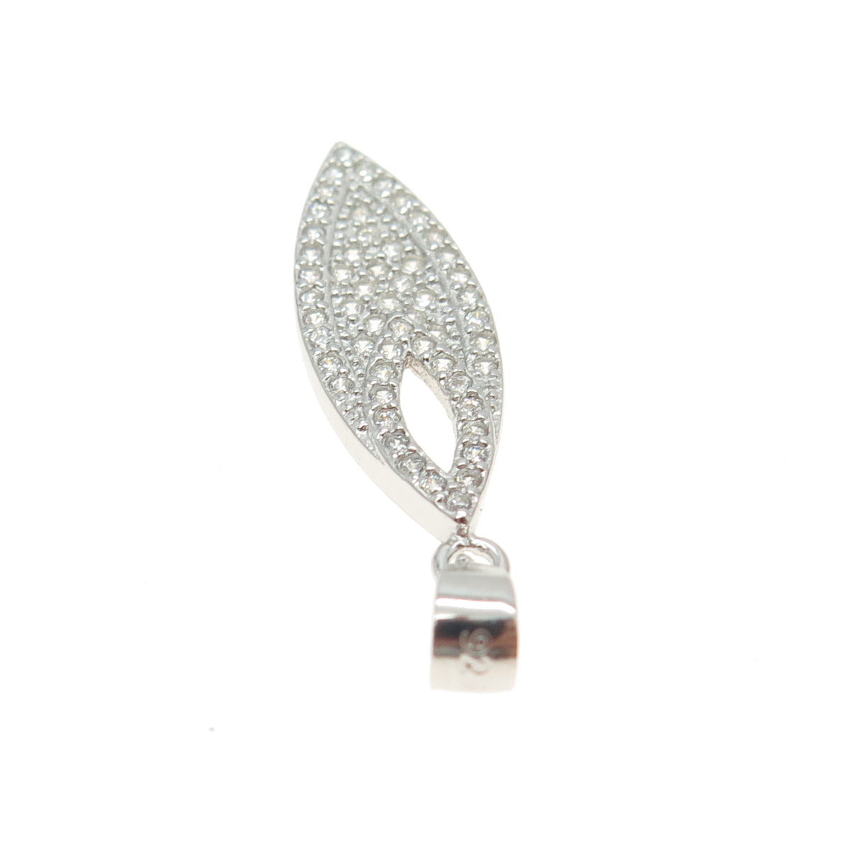 925 Sterling Silver Pave C Z Marquise Shape Pendant