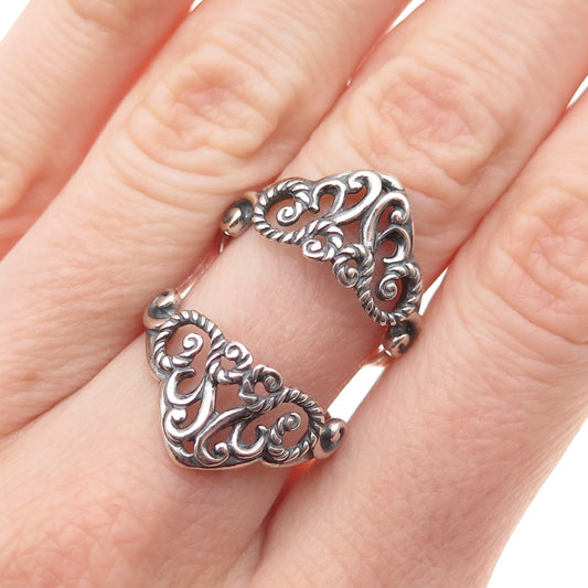 Carolyn Pollack 925 Sterling Silver Vintage Floral Oxidized Ring Size 6.25