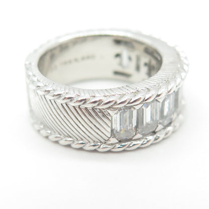 JUDUTH RIPKA 925 Sterling Silver Baguette-Cut C Z Half Eternity Ring Size 5