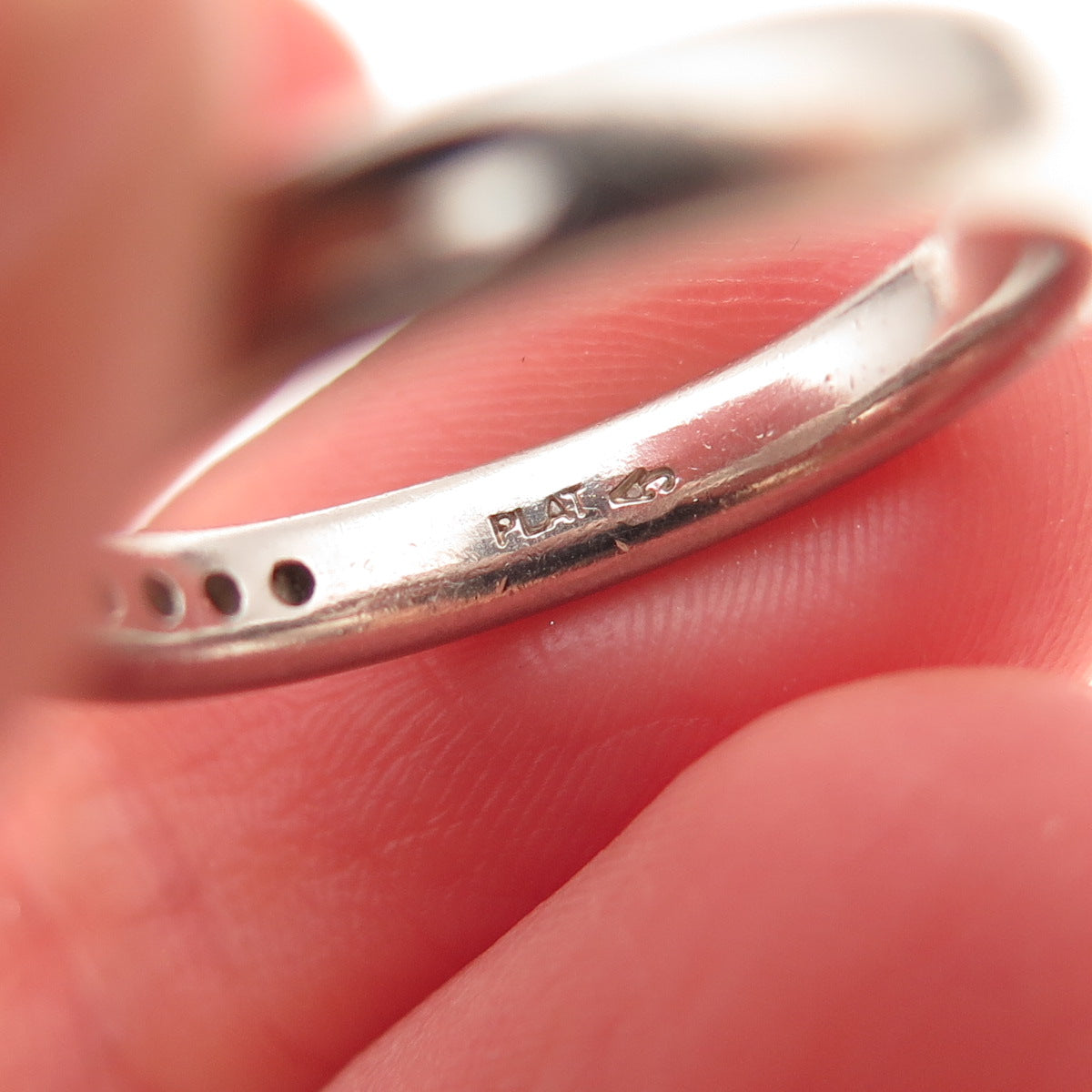 Vintage Platinum Real Diamond Half Eternity Stackable Ring Size 6.5