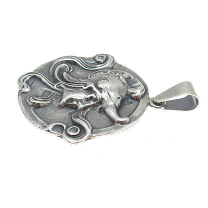 925 Sterling Silver Vintage Woman Warrior Oxidized Pendant