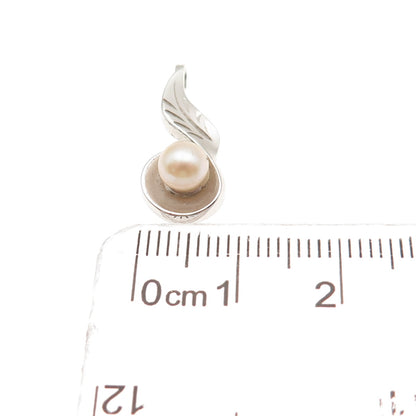 Marvel 925 Sterling Silver Antique Art Deco Real Pearl Floral Mini Slide Pendant