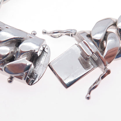 AMINOV 925 Sterling Silver Heavy 55.5g Hollow Cuban Link Bracelet 8.75"