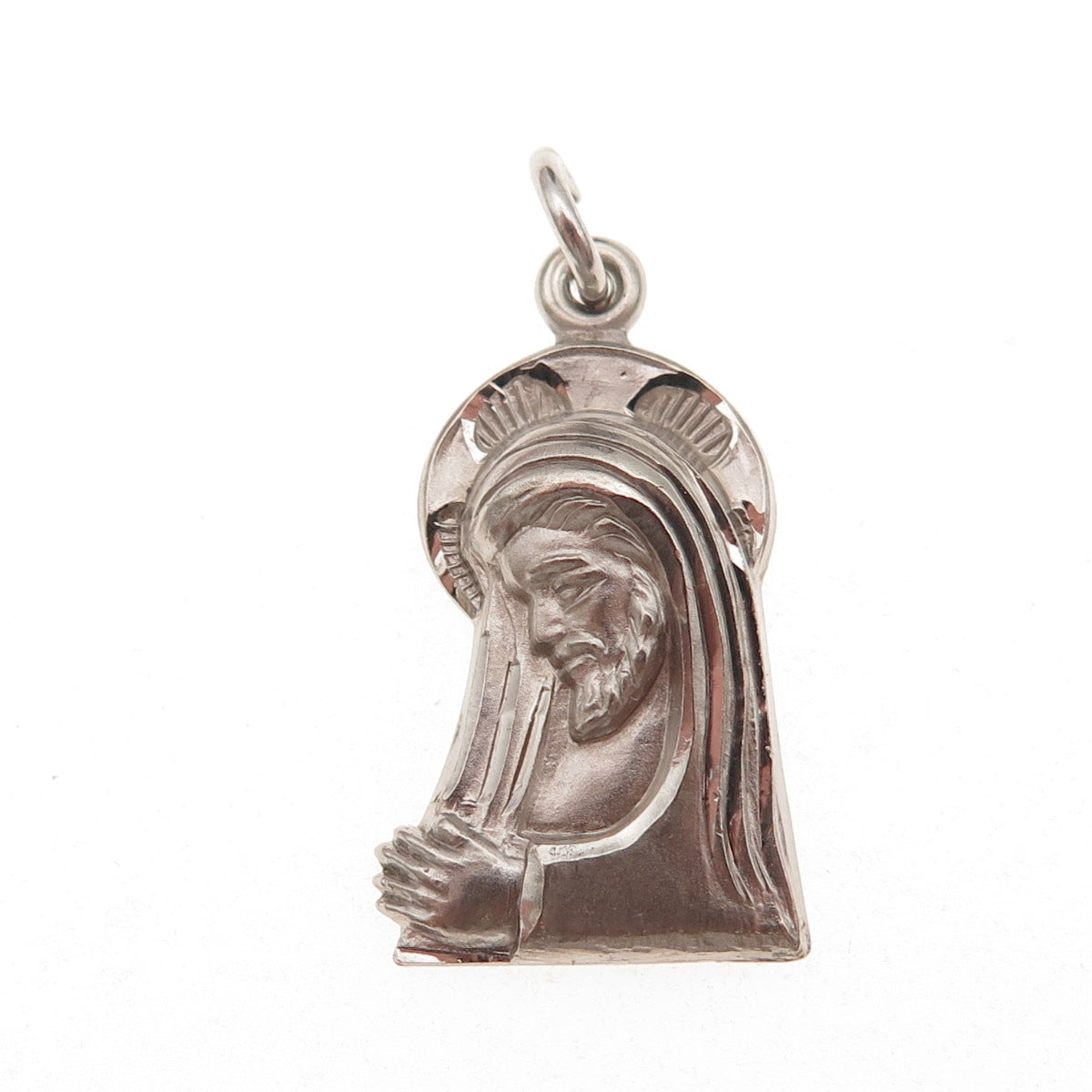 Chapel Sterling Silver Antique Art Deco Jesus & St. Mary Oxidized Charm Pendant