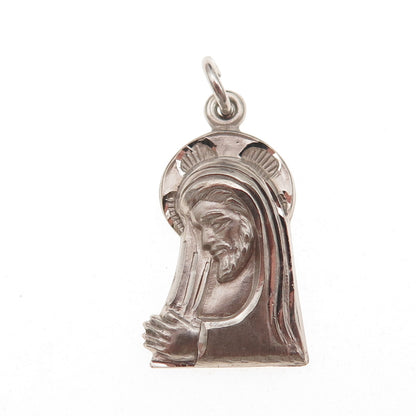 Chapel Sterling Silver Antique Art Deco Jesus & St. Mary Oxidized Charm Pendant
