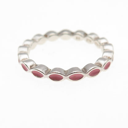 Pandora 925 Sterling Silver Enamel Stackable Band Ring Size 7.5