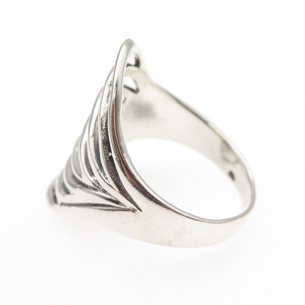925 Sterling Silver Vintage Modernist Multi-Row Oxidized Ring Size 10