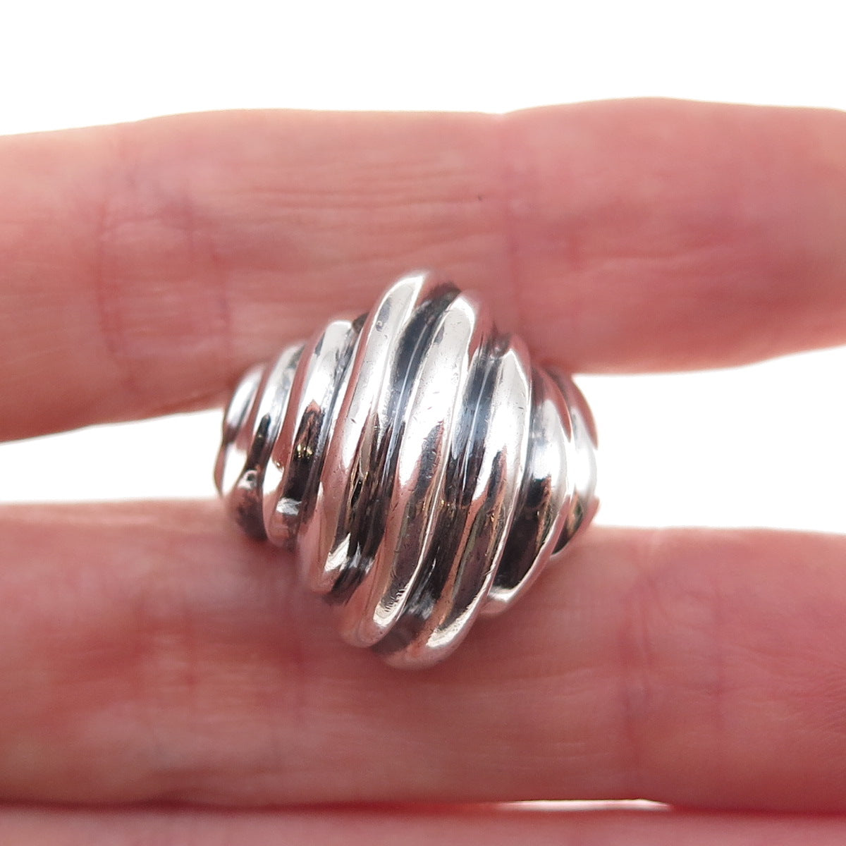 925 Sterling Silver Vintage Modernist Dome Oxidized Ring Size 6.5