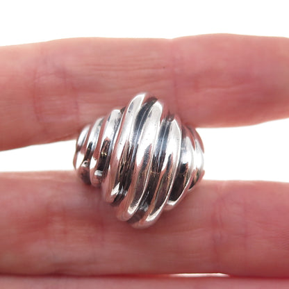 925 Sterling Silver Vintage Modernist Dome Oxidized Ring Size 6.5