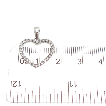 925 Sterling Silver Round-Cut C Z Heart Minimalist Charm Pendant