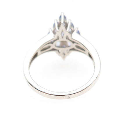 Chuck Clemency 925 Sterling Silver Real Tanzanite & White Topaz Ring Size 8