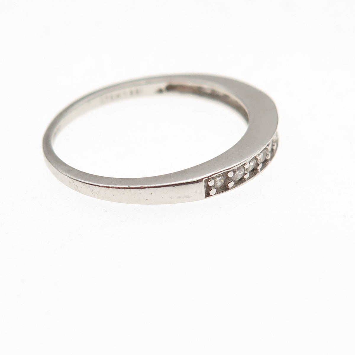 925 Sterling Silver Round-Cut C Z Half Eternity Band Ring Size 7