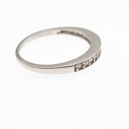 925 Sterling Silver Round-Cut C Z Half Eternity Band Ring Size 7