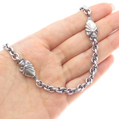 Theo Fennell 925 Sterling Silver Vintage London Bat Oxidized Chain Necklace 40"
