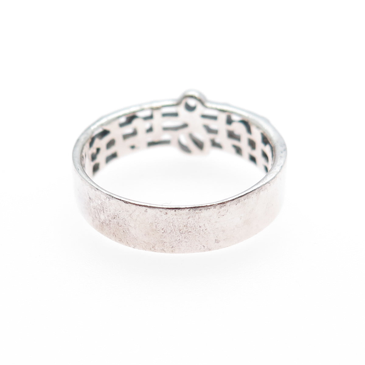 925 Sterling Silver Vintage Treble Clef Music Note Oxidized Band Ring Size 8.75