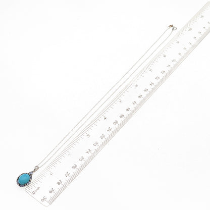 925 Sterling Silver Real Turquoise Tanzanite & White Topaz Chain Necklace 18"