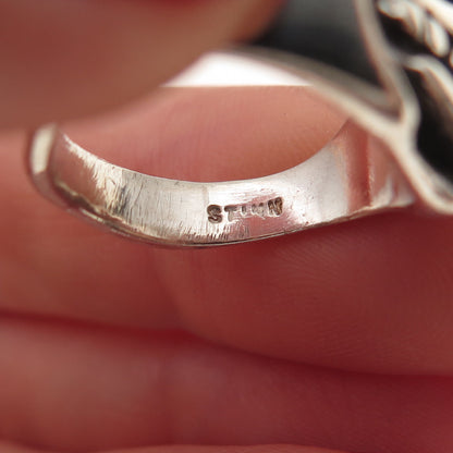 Gerald Stinn 925 Sterling Silver Vintage Modernist Oxidized Ring Size 5