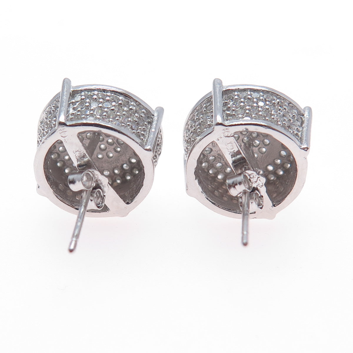 925 Sterling Silver Round-Cut C Z Sparkle Stud Earrings