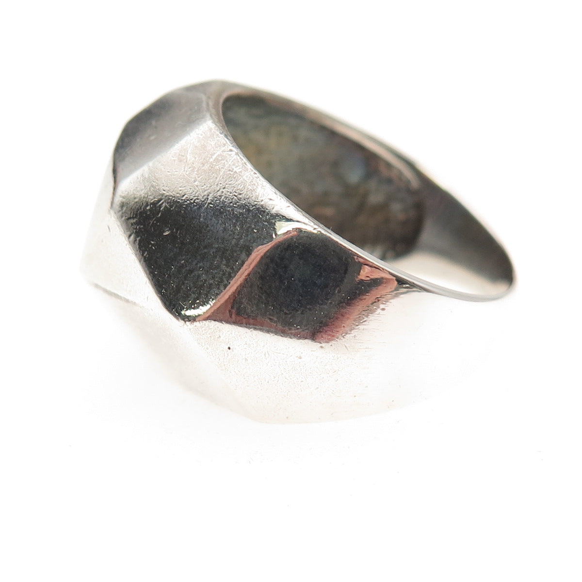 925 Sterling Silver Vintage Modernist Oxidized Dome Ring Size 9.25