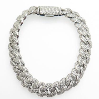 925 Sterling Silver Real Moissanite Cuban Link Bracelet 8.5"