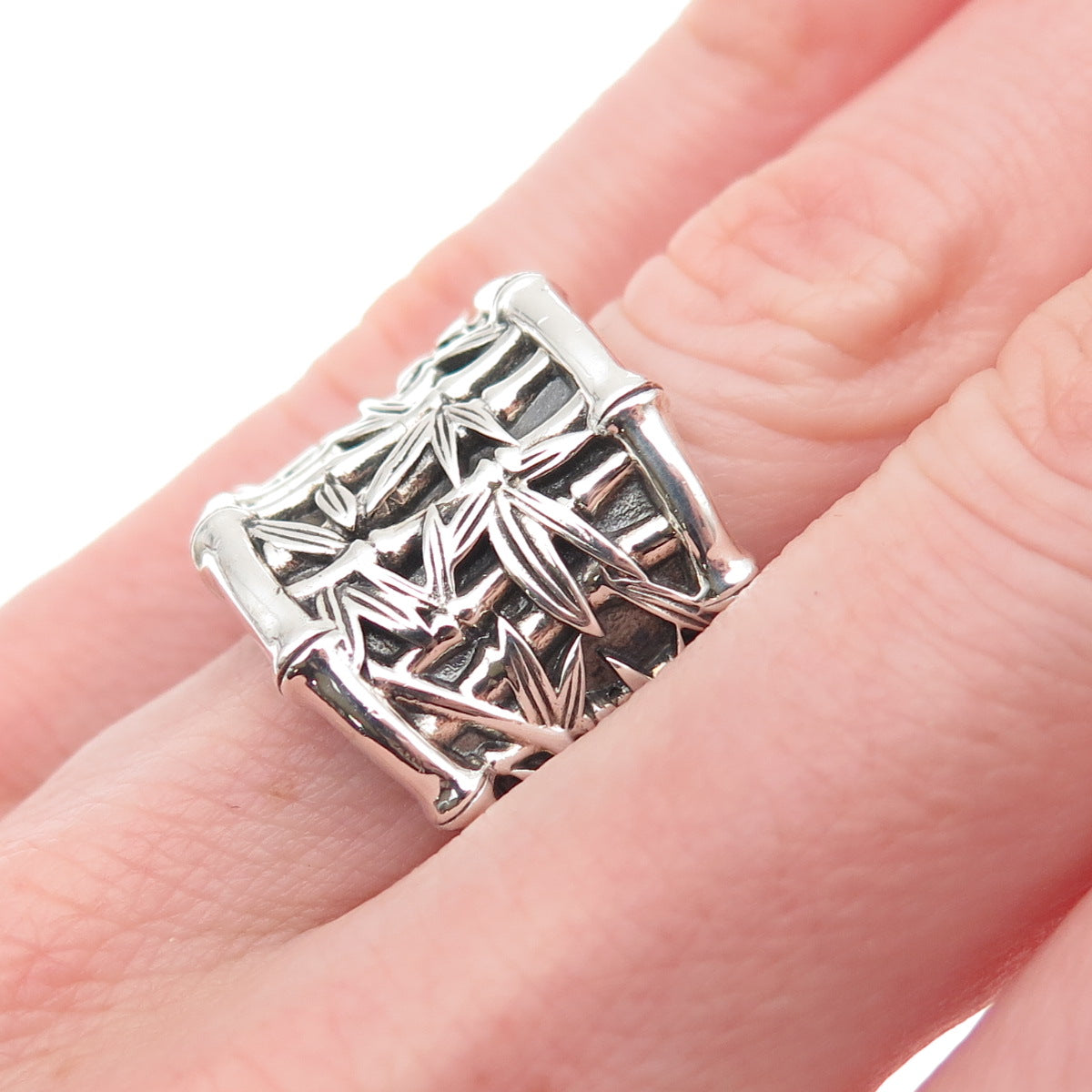 Jai by John Hardy 925 Sterling Silver Bamboo Oxidized Ring Size 5.25