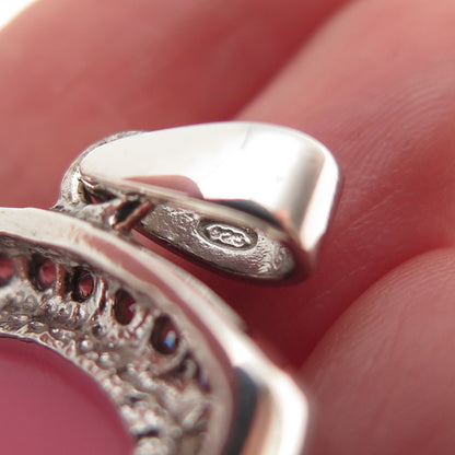 925 Sterling Silver Real MOP & C Z Triangle Charm Pendant